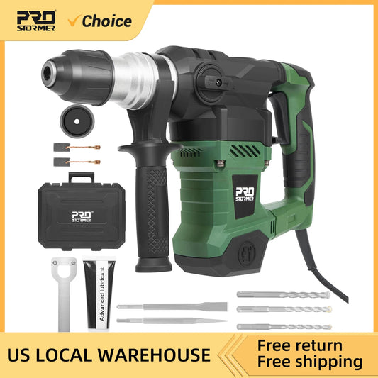 1-1/4" SDS-Plus Rotary Hammer 13 Amp Powerful Motor 4 Functions Rotary Hammer Drill with Case by Prostormer