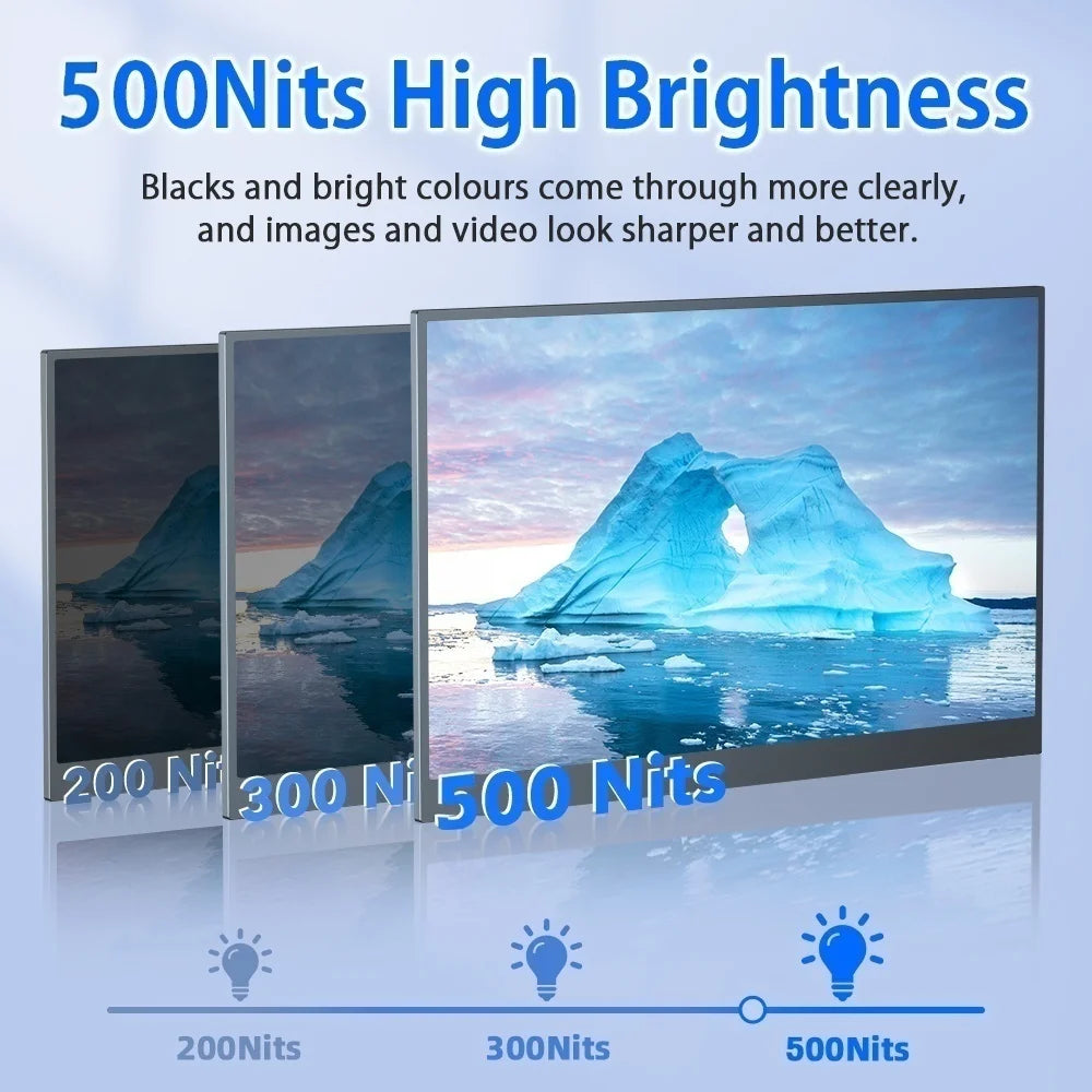 UPERFECT 17.3"Truely 4K Portable Monitor IPS UHD 500 Nit 3840X2160 IPS Screen Gaming Display HDR FreeSync Speaker Type-C HDMI