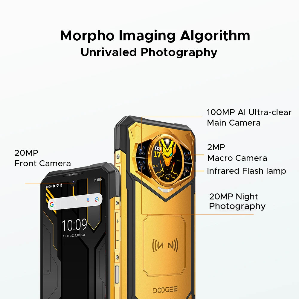 Global Version DOOGEE S200 X 5G Rugged Phone 6.72" Dimensity 7050 12GB+512GB AI Triple camera 10100mAh Battery NFC Smartphone