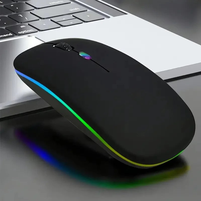 Ergonomic Wireless Mouse with Silent Click, RGB Lighting, USB Rechargeable, Compatible with PC, Laptop, MacBook, iPad, Gaming, N