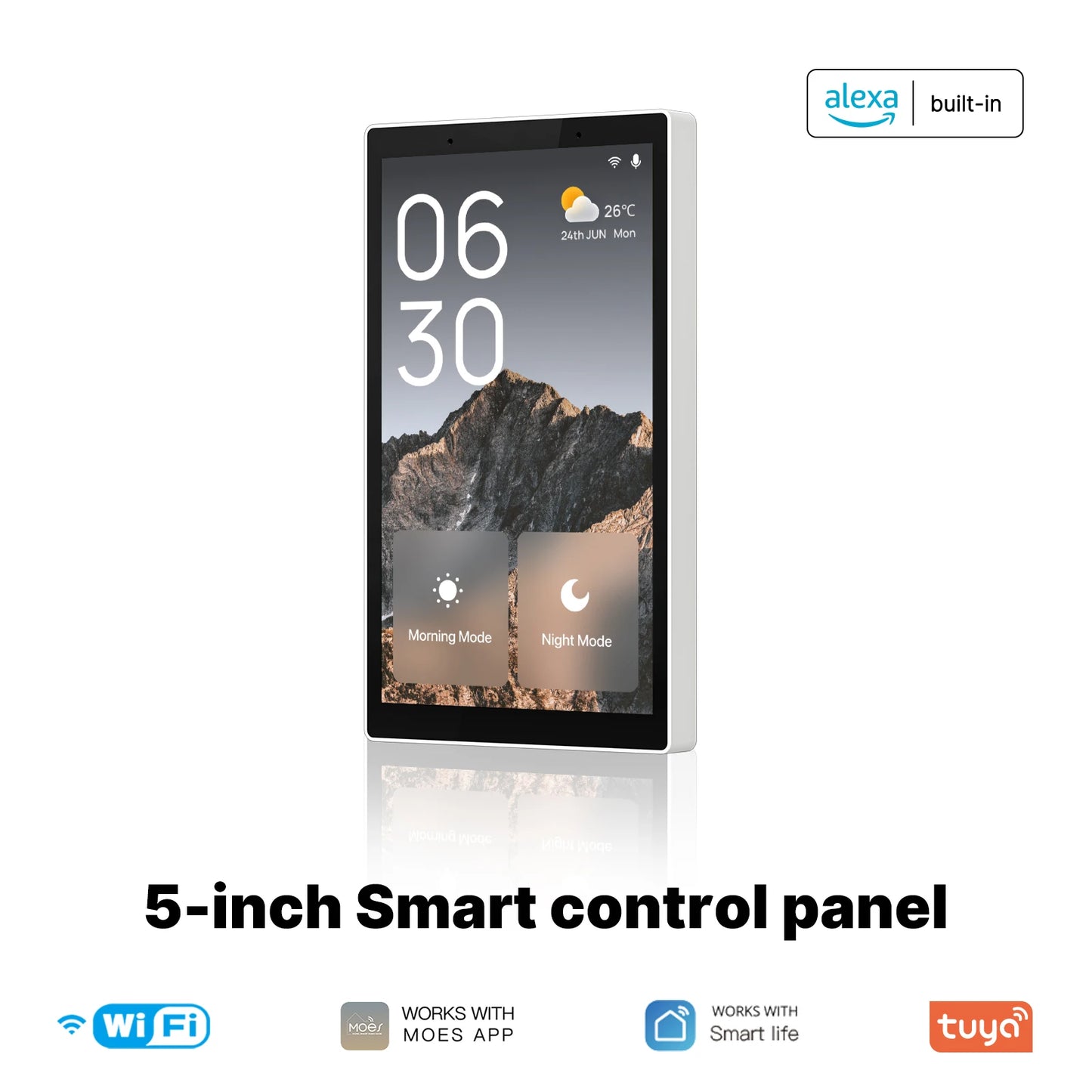 MOES Tuya Wifi Smart 5-inch Touch Screen US Center Control Panel Voice Control Alexa And ZigBee Gateway Built-in Scene Control