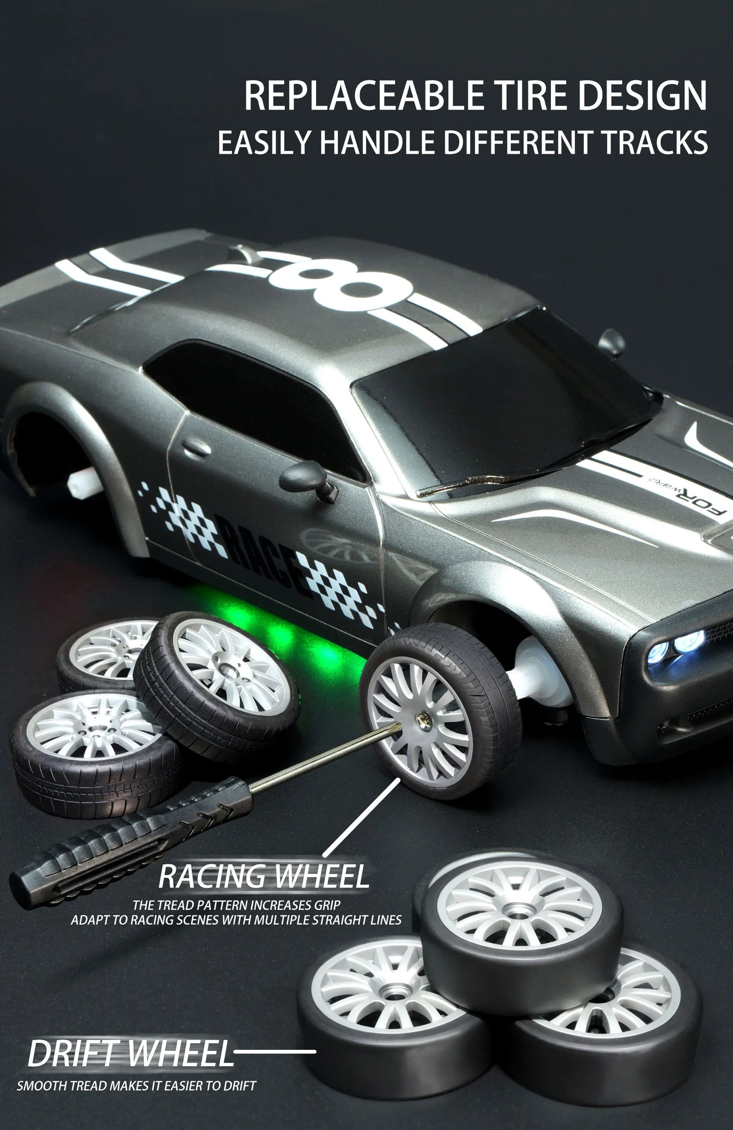 RC Drift Sports Car 4WD 1:20 2.4G Four-wheel Drive with Light Remote Control Car High Speed Off-road Racing Car Toy for Kids