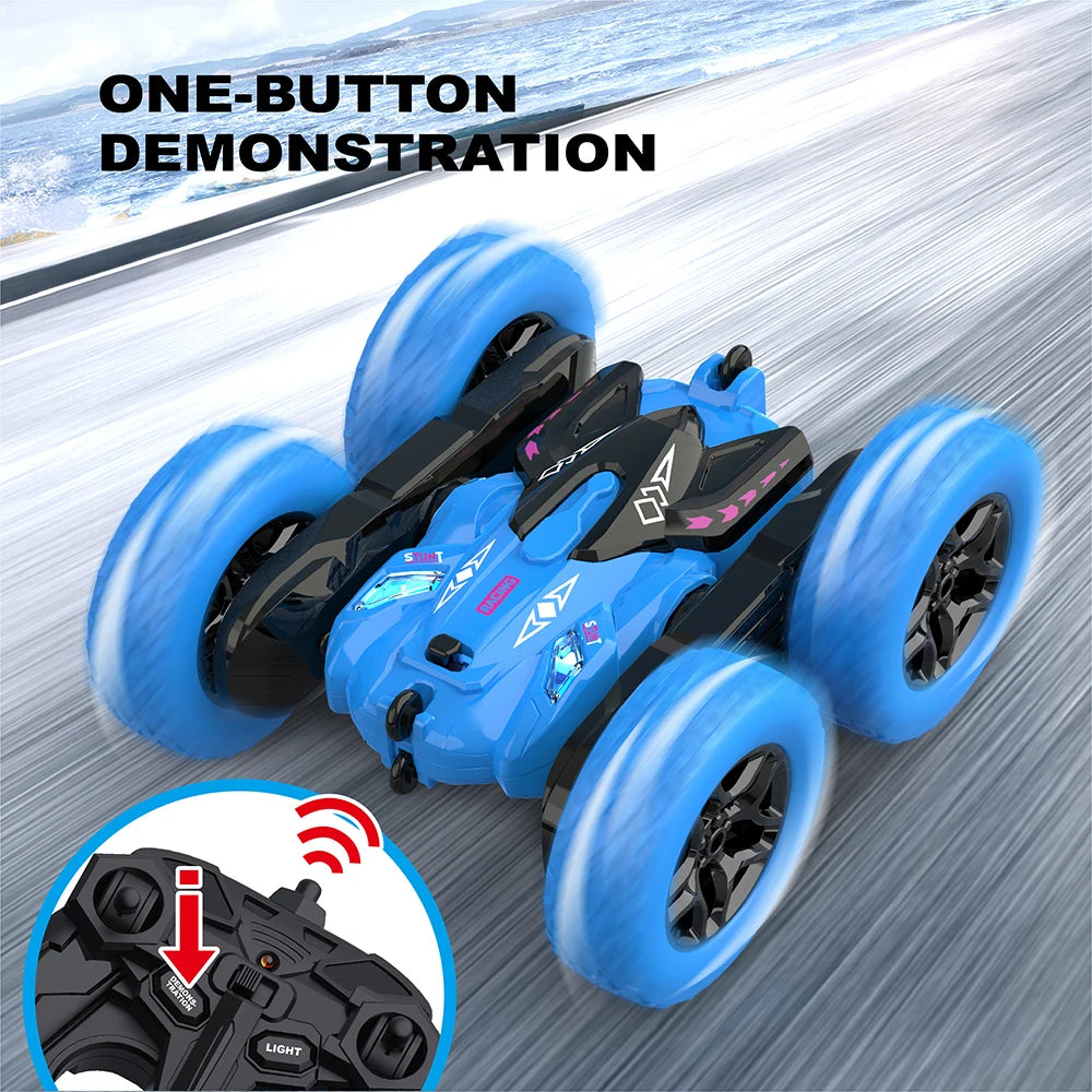 Stunt Remote Control Car Toy - Upgraded Light Bar and Headlight Car - Double sided 360 ° Rotation -4WD Drift Truck - Boy‘'s Gift