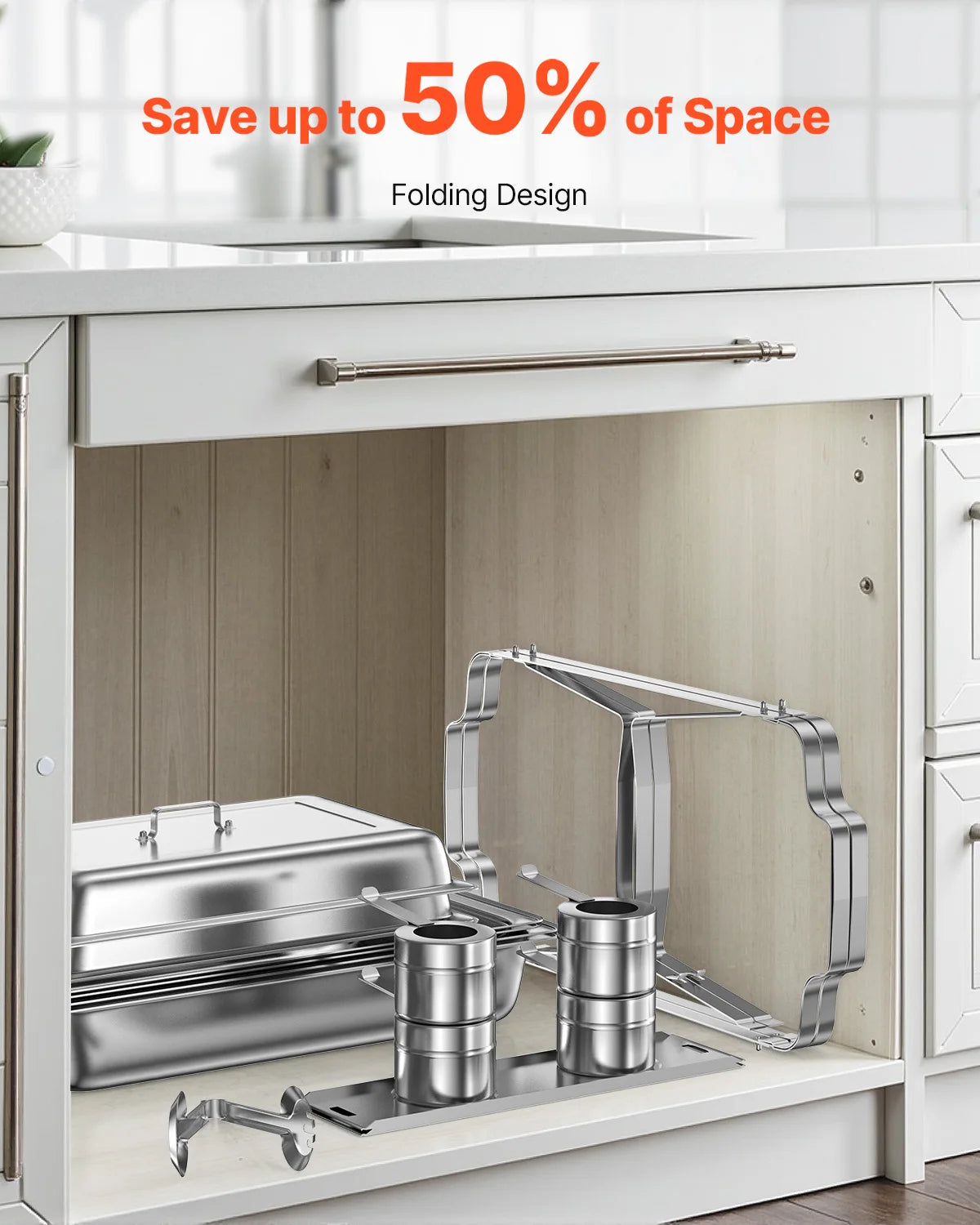 SucceBuy 2 Packs Chafing Dish Buffet Set Stainless Steel Chafer Rectangle Catering Warmer Server w/Lid Water Pan Party Banquets