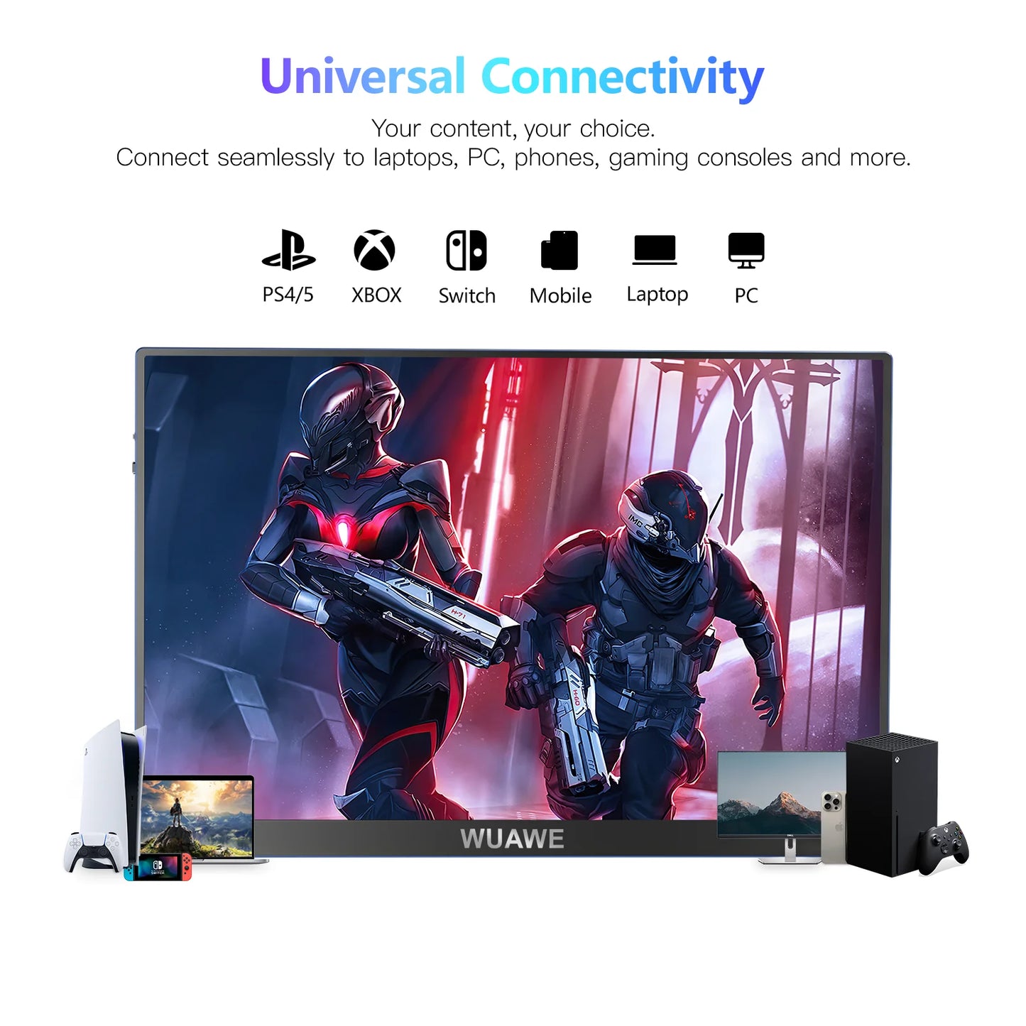 2024 High Quality 120hz Gaming Portable Monitor with Stand, 16 inch 1200P External Second PC Screen for Phone Laptop Xbox Mac