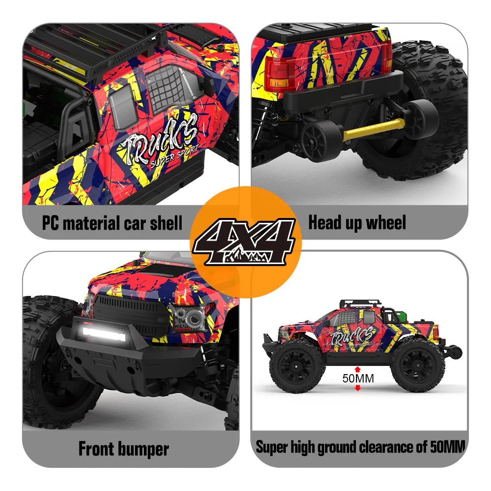 JIUSI PT14R 1/14 RC Racing Car 3S Battery 4WD 80km/h Brushless Motor 2.4G Remote Control 35C High Speed Off-road RC Truck