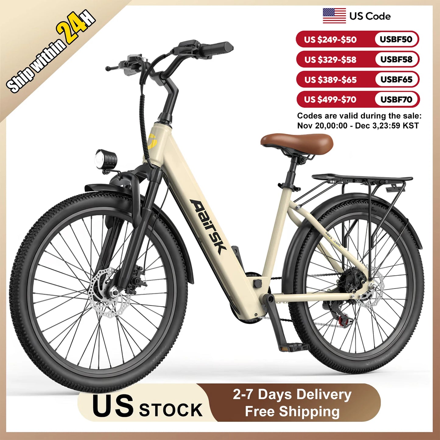 Electric Bike Adults 40Miles 23MPH Commuting Electric Mountain Bike 468Wh Lithium Battery,7-Speed,24" Tire Front Fork Suspensio