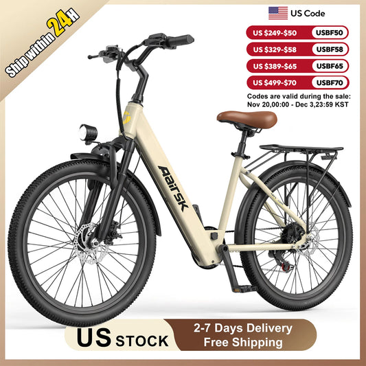 Electric Bike Adults 40Miles 23MPH Commuting Electric Mountain Bike 468Wh Lithium Battery,7-Speed,24" Tire Front Fork Suspensio