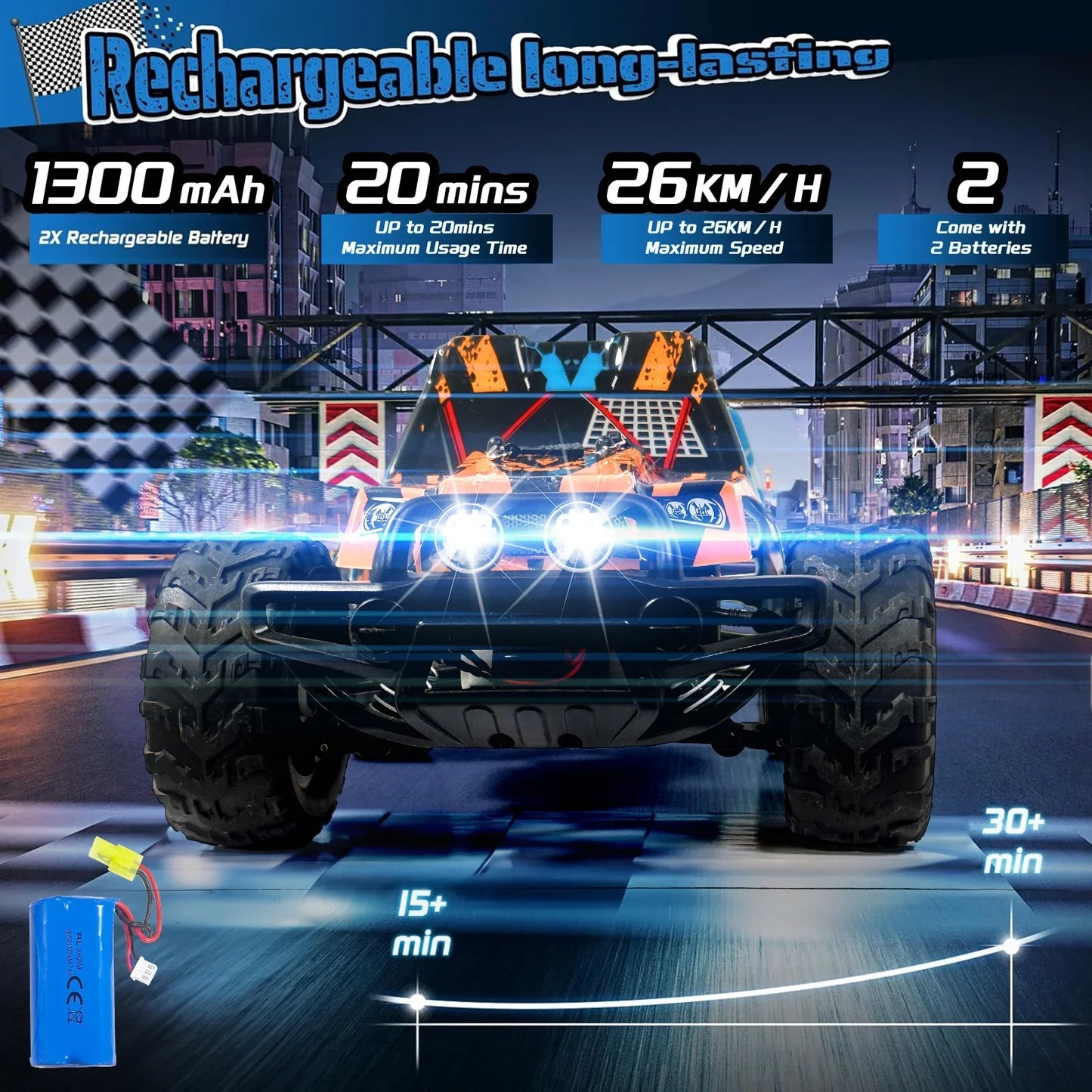 Remote Control Car, 2.4GHz High Speed 26KM/H RC Cars, Gifts Toys for Adults Boys 8-12