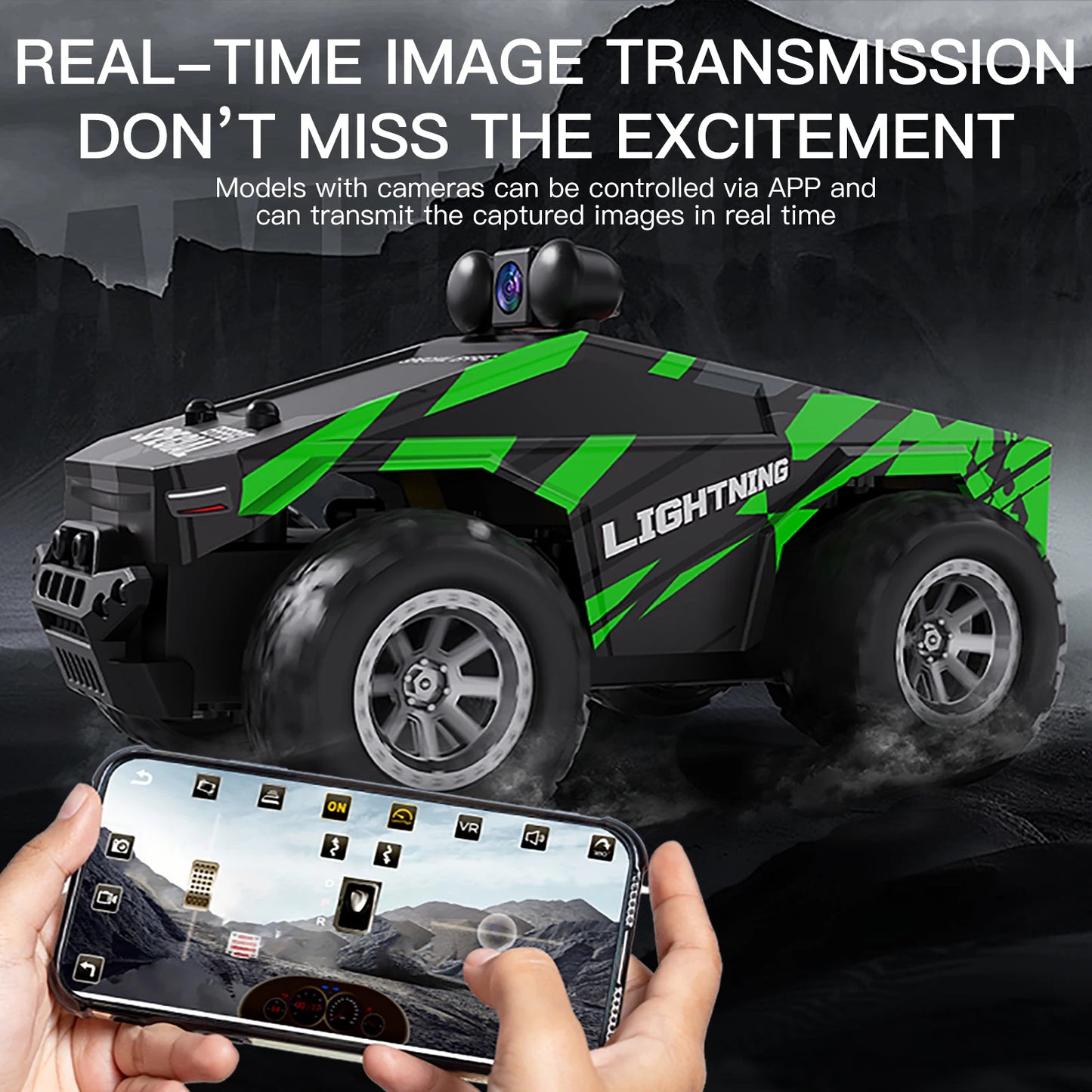 Wickena RC Cars FPV Camera RC Car with LED Lights - High Speed Remote Control Racing Truck for Adults & Kids, 1:28 Scale Hobby G