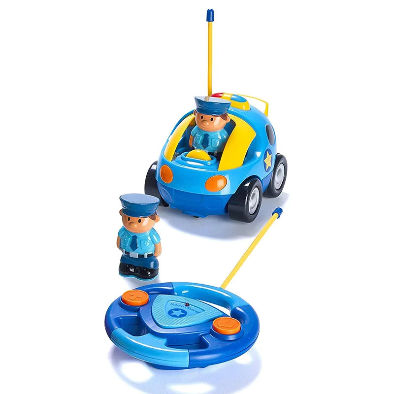 KBDFA 2-Piece Cartoon Remote-ontrolled Police Car And Racing Radio Controlled Toy Gift For Children And Boys With Girls