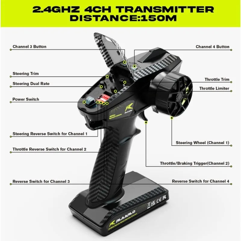 Upgradaed version 1/10 Carbon Fiber On-Road Drift Car Roller,Electric Touring Rally Car Chassis Frame Body with Alloy Wheel