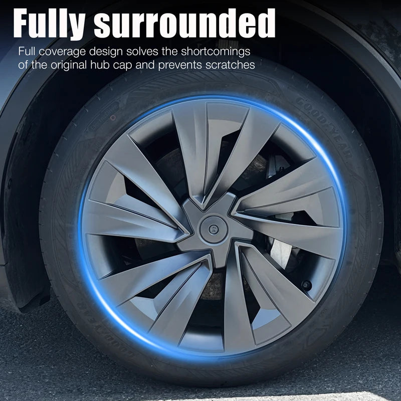 For Tesla Model Y Juniper 4PCS Wheel Cover 19 Inch Hub Cap Performance Replacement Crossflow Wheels Cap 2025 Full Rim Accessorie