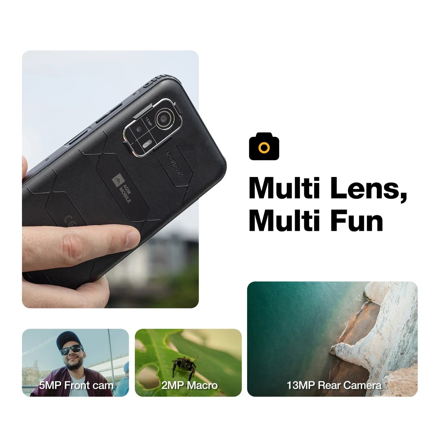 AGM H MAX Rugged Smartphone 10000mAh Battery 4+128GB HD+ Display 3 Card Slot NFC OTG Reverse Charge Waterproof