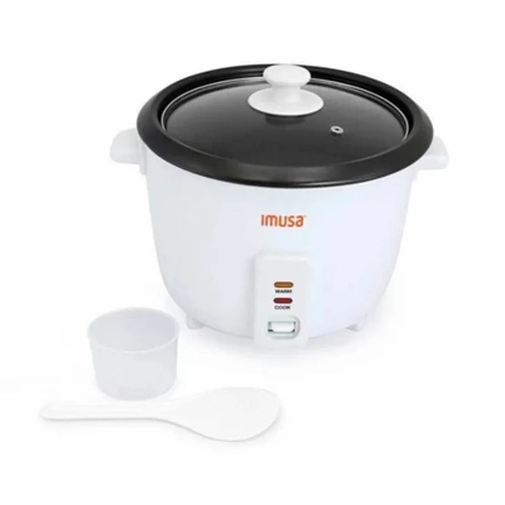 5 Cup Rice Cooker Non-Stick Ceramic Pot Cool Touch Handles Measuring Cup Serving Spoon Automatic Warm Function Compact Kitchen