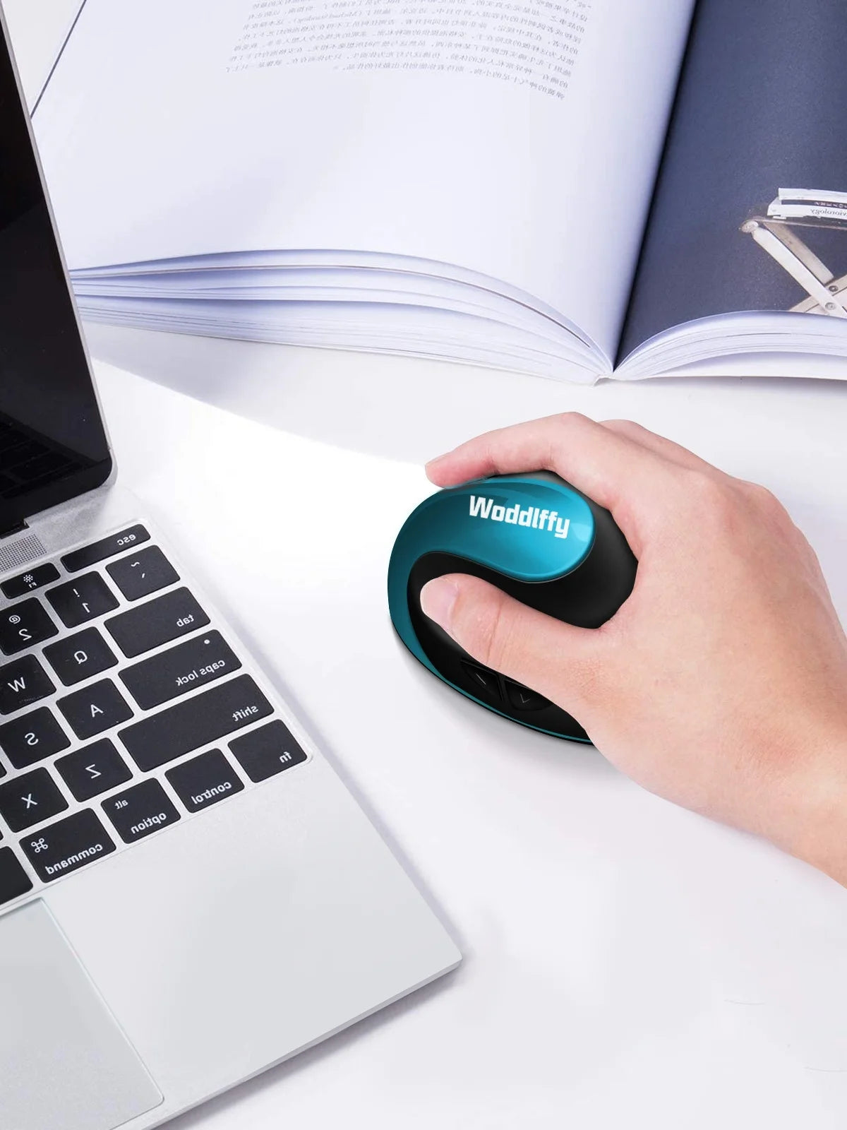 Ergonomic Mouse Wireless Vertical Mouse with 6 Buttons for Laptop Desktop MacBook Small Mouse (Blue Right Handed)