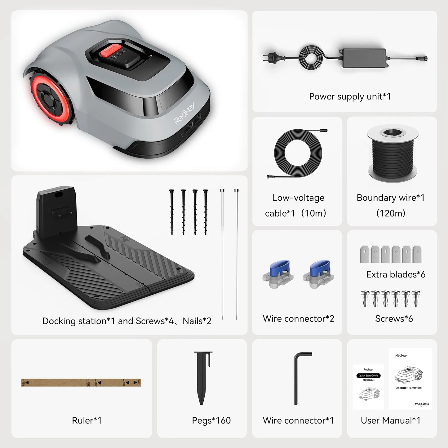 C-TOF Robotic Lawn Mower Redkey MGC800 MGC1000 Lawn Mower Robot Cable Break Detection Climbing 45% App Control Automatic Cutting