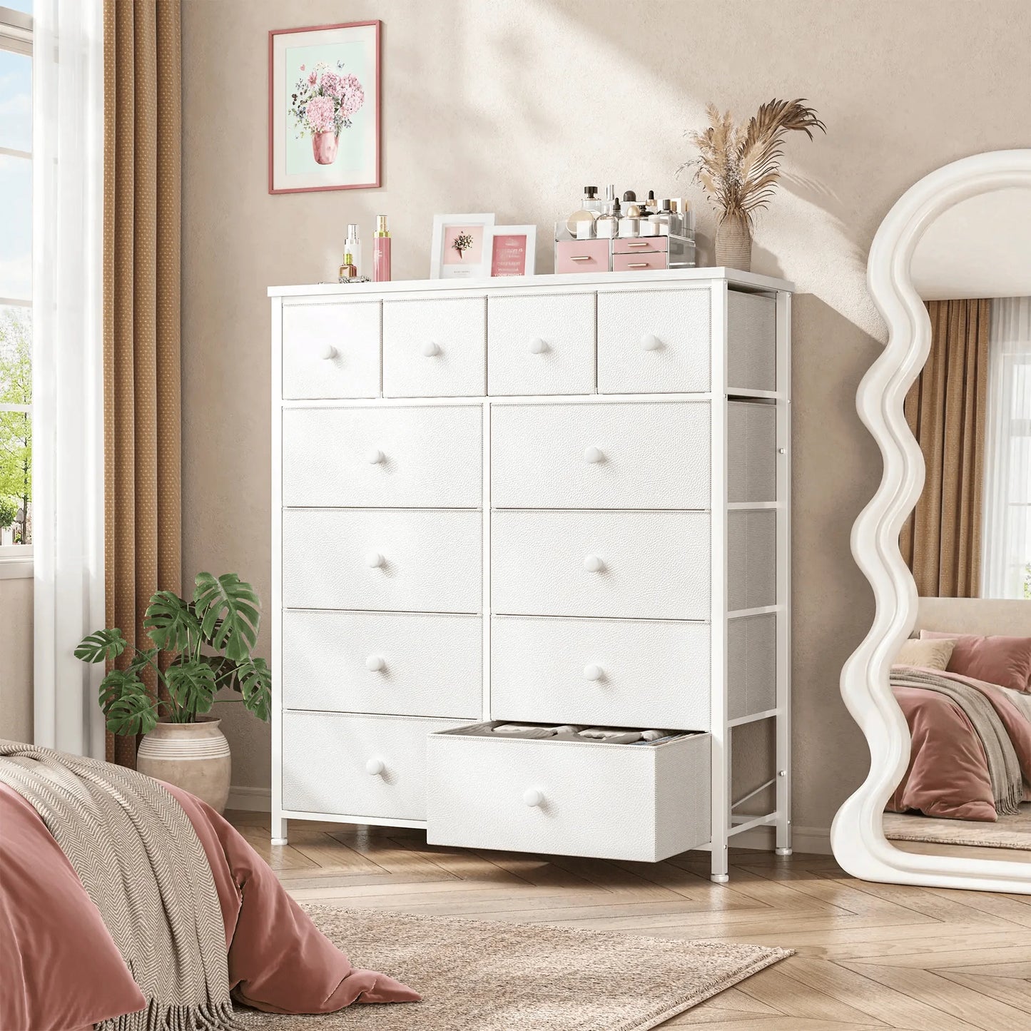 12-Drawer Tall Fabric Dresser – Metal Frame, Wood Top, Anti-Tip – 38.97"W – For Bedroom, Entryway, Living Room, Closet, Dorm