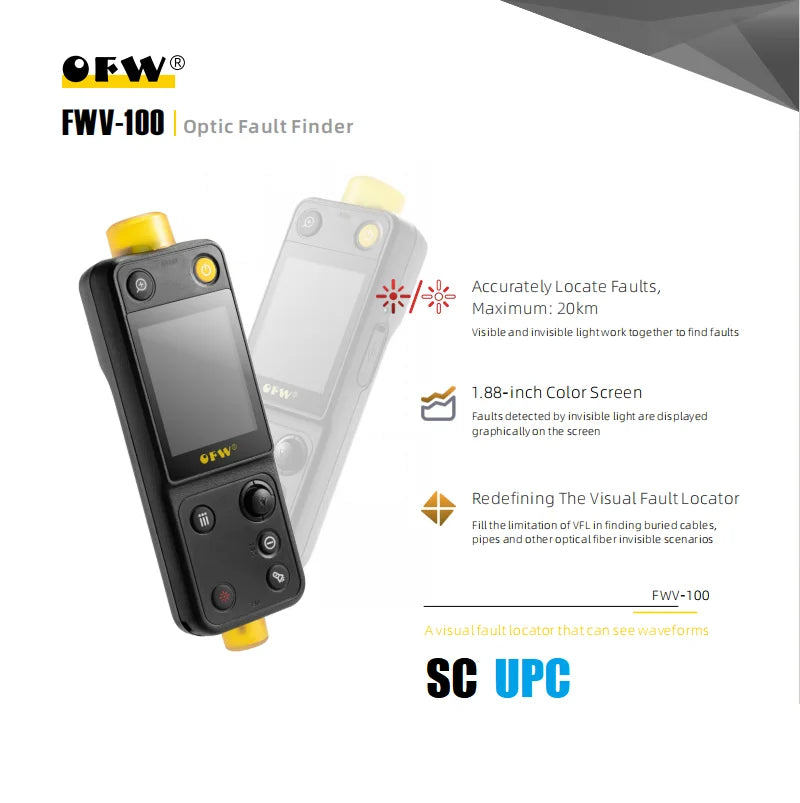 Ofw Optic Fault Finder 20KM Handled Optical Time-Domain Reflectometer 10mw VFL Fiber Ranger FTTB FTTH Breakpoint Tester Meter