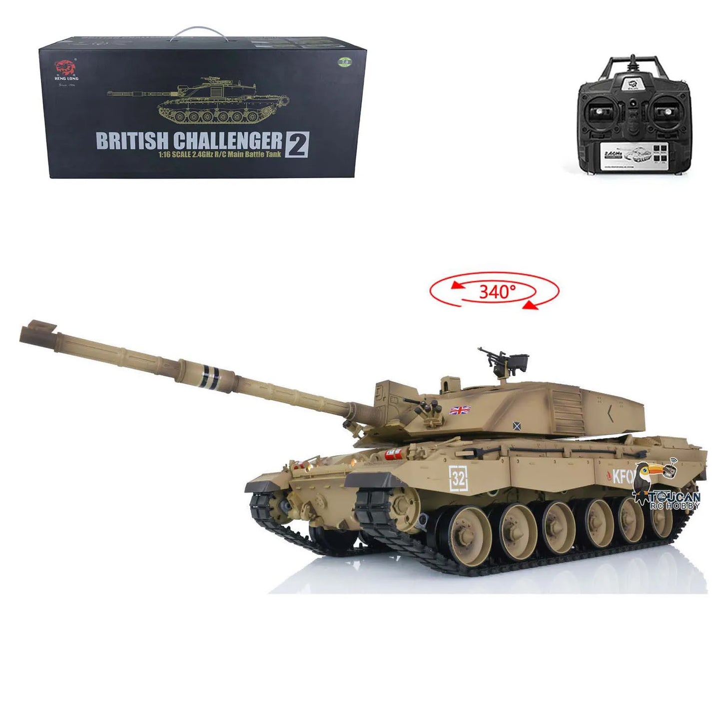 US Stock Heng Long 1/16 Challenger II RC Tank 3908 2.4G 7.0 Plastic RTR Remote Control Toy Military Vehicle Model for Adults