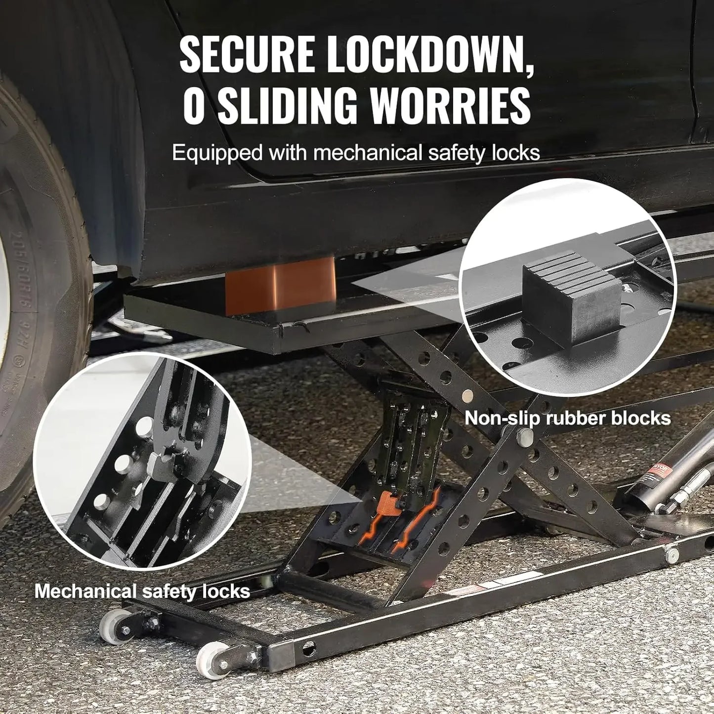 7000 LBS Capacity Portable Car Lift, 26.8" Max. Height, with Extended-Length Plates, Heavy-Duty Carbon Steel Truck Lift