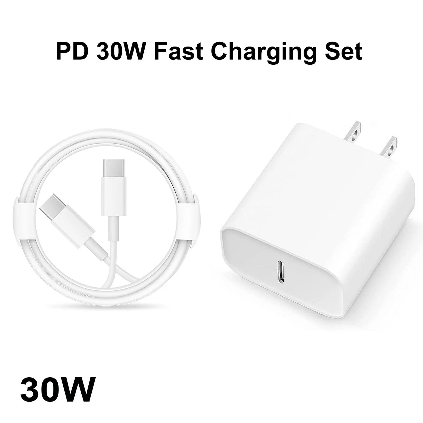 PD 30W Fast Charging Type USB C  Charger with C to C Cable Set for iPhone 15 and Samsung Android Phone--3 Pack
