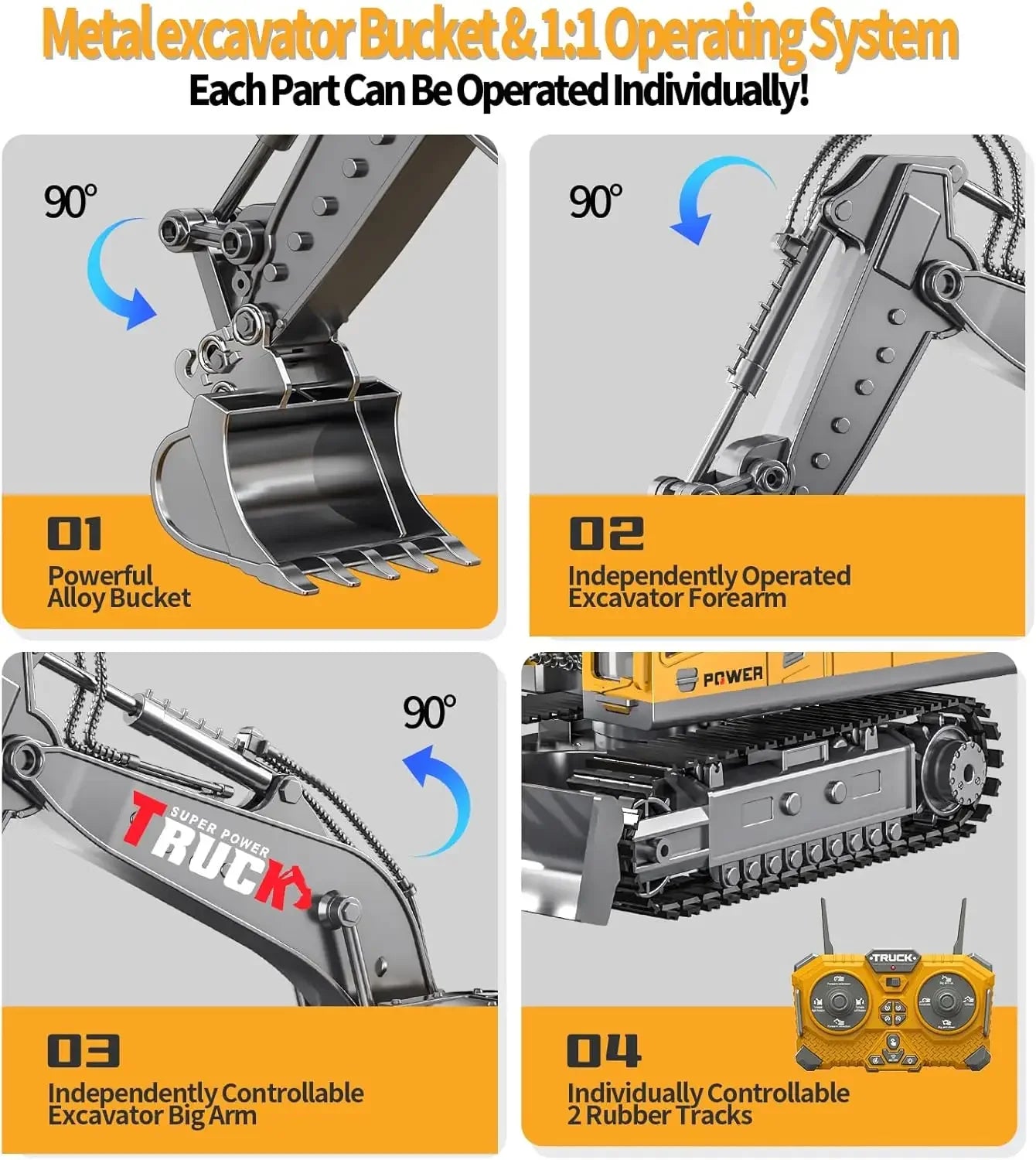 RC Excavator 17CH Remote Control Truck 2.4G RC Crawler Engineering Vehicle Excavator Truck Radio Control Construction Car Gifts