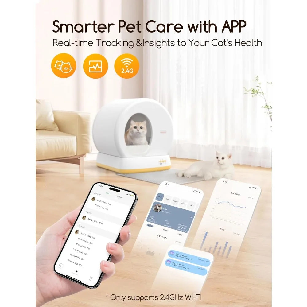 Self-Cleaning Cat Litter Box, Advanced Safety System Automatic Cat Litter Box Perfect for Multi Cats,