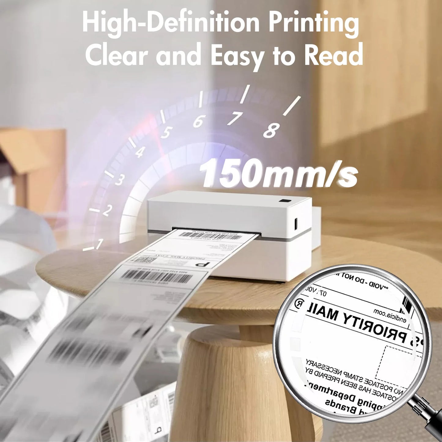 Thermal Label Printer Portable No Ink Required 300DPI 4x6 for Small Business WiFi Bluetooth USB High Speed Express Airway Bill