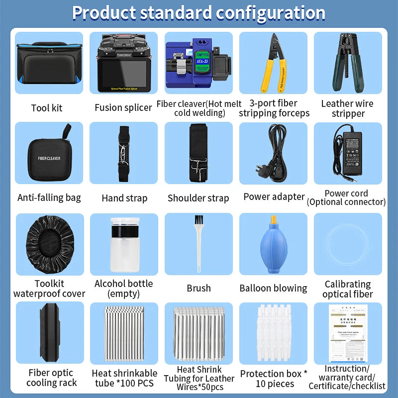 COMPTYCO A-80S Optical Fiber Fusion Splicer SM MM Multilingual Touch Screen Fiber Optic Core Welding Machine Built in OPM VFL