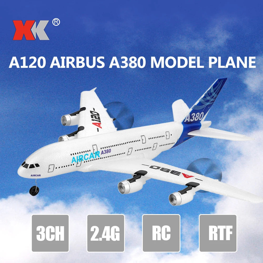 Wltoys XK A120 Aircar A380 Model Plane 3CH EPP 2.4G Remote Control Airplane Fixed-wing RTF for Kids Adults