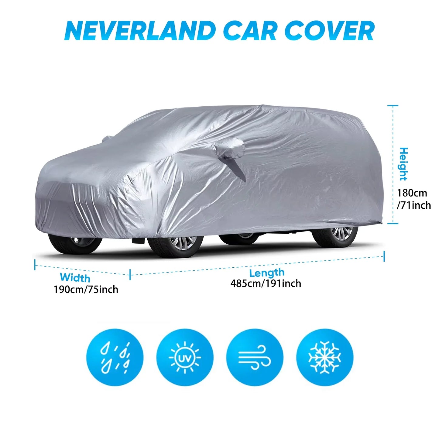 Universal SUV/Sedan Full Car Covers Outdoor Waterproof Sun Rain Snow Dust Resistant Protection UV Car silver Auto Case Cover