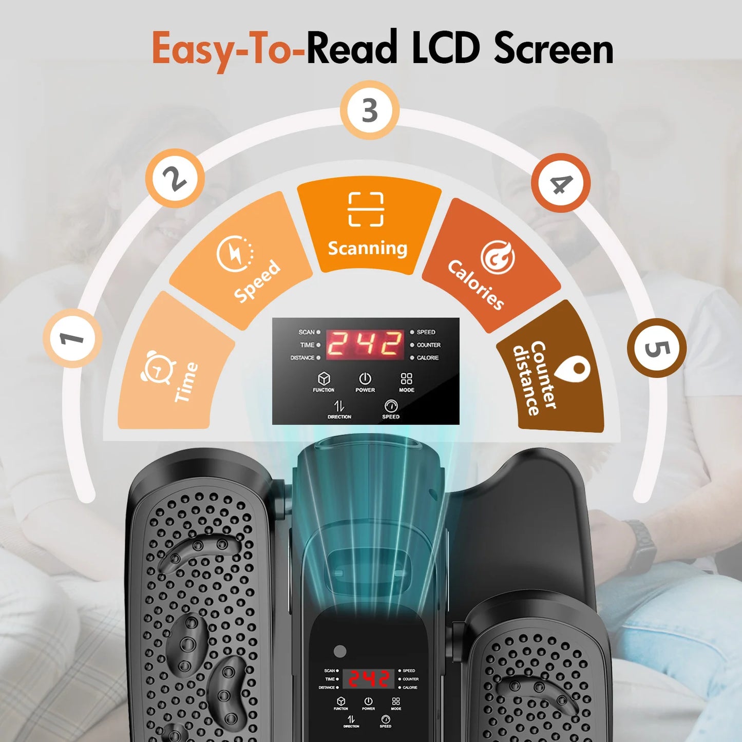 Under-Desk Elliptical Machine Seated Electric Pedal Exerciser LED Display 3 Auto Modes and 15 Speed Levels  for Seniors Adults