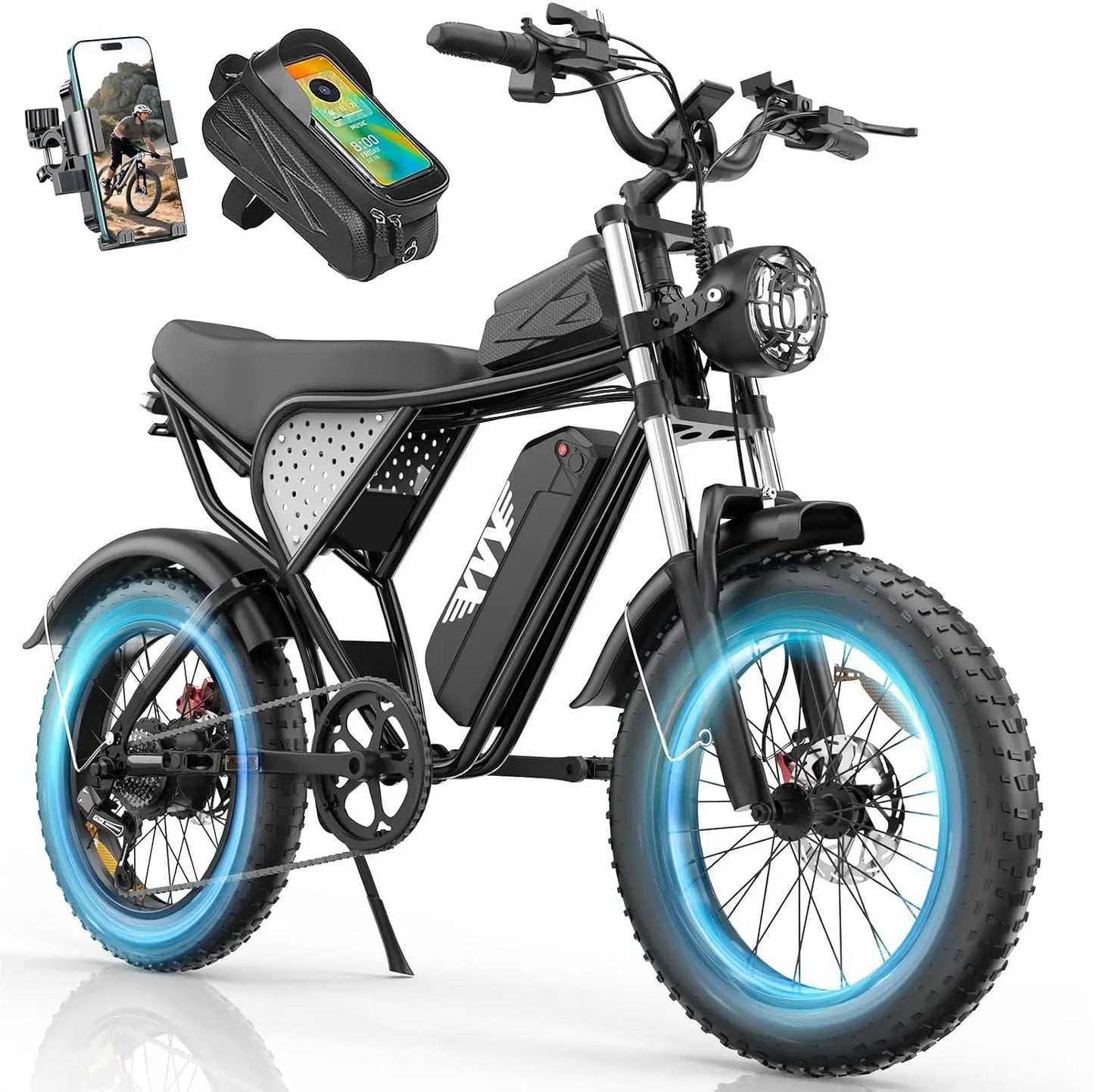 Electric Bike for Adults, 48V 40/25/20/15.6Ah Battery, 1500W-3000W Peak Motor, 20" Fat Tire All-Terrain E-Bike with, Custom