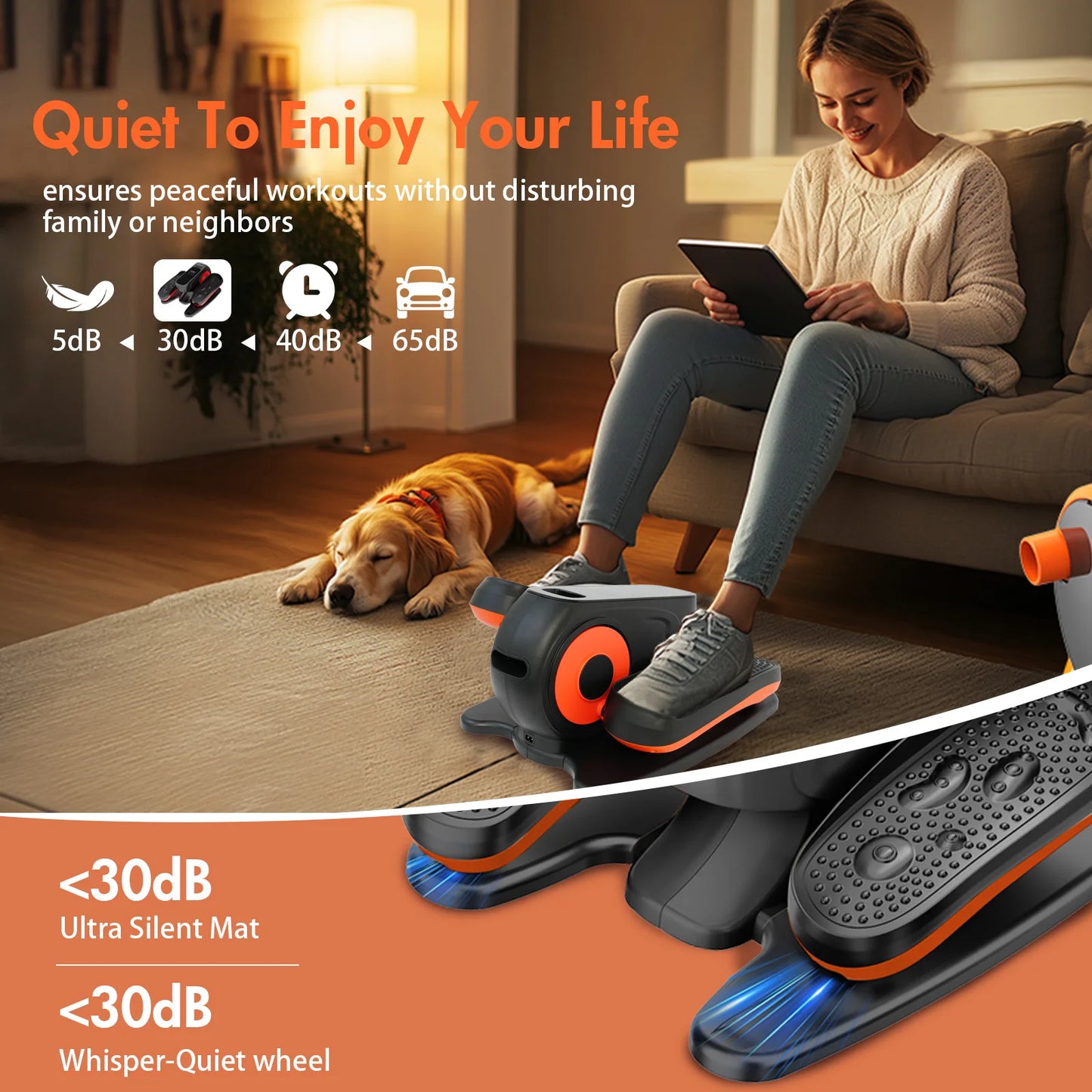 Under-Desk Elliptical Machine Seated Electric Pedal Exerciser LED Display 3 Auto Modes and 15 Speed Levels  for Seniors Adults