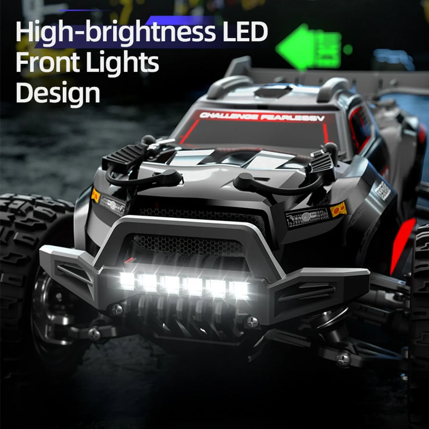 1/16RC Offroad Truck-Durable Beginner RC Car, High Speed 40 Km/h, Remote Control Monster Truck with 2 Rechargeable 7.4V 1500 mAh