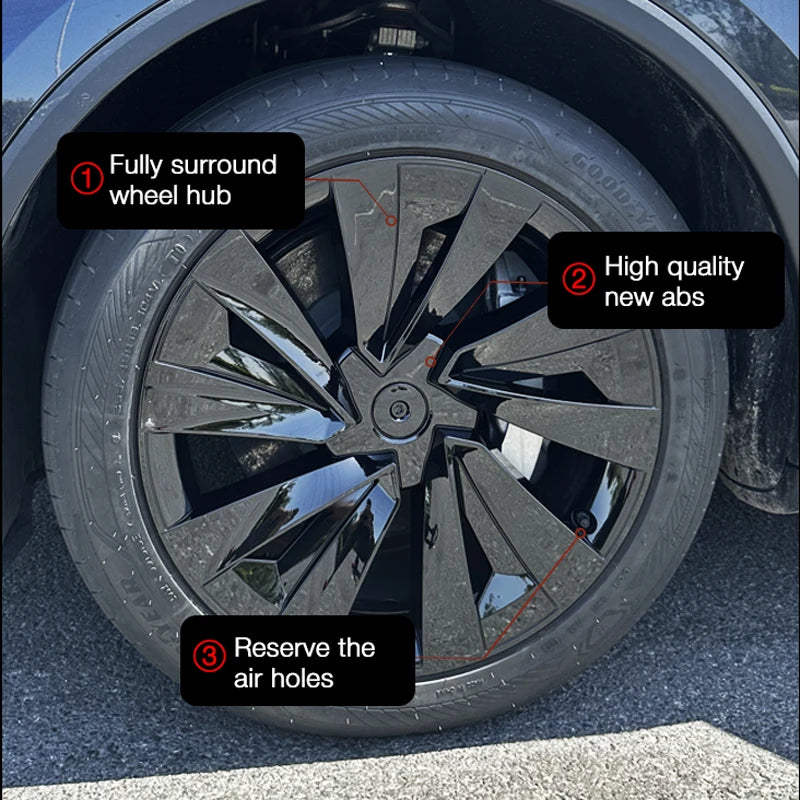 For Tesla Model Y Juniper 4PCS Wheel Cover 19 Inch Hub Cap Performance Replacement Crossflow Wheels Cap 2025 Full Rim Accessorie