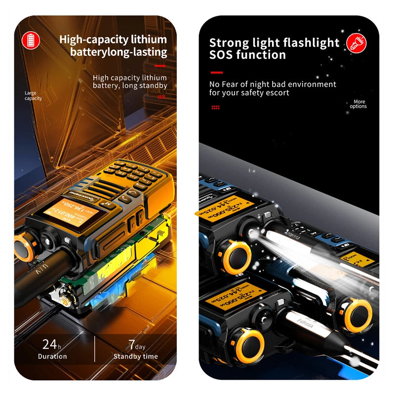 UVK5(99) AM/FM/DTMF Walkie-Talkie 200CH 20-1000MHZ Walkie-Talkie NOAA Weather Forecast with Flash Copy Frequency Tpye-C LCD Disp