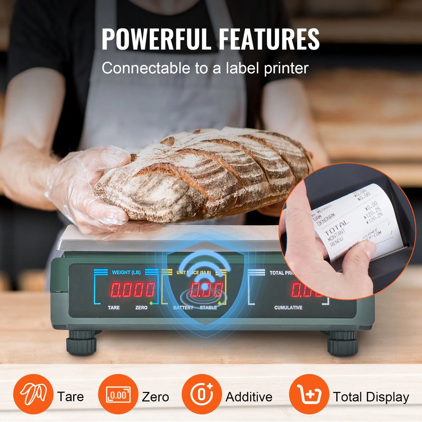 VEVOR Electronic Price Computing Scale 66 LB Digital Deli Weight Scales LED Digital Commercial Food Fruit