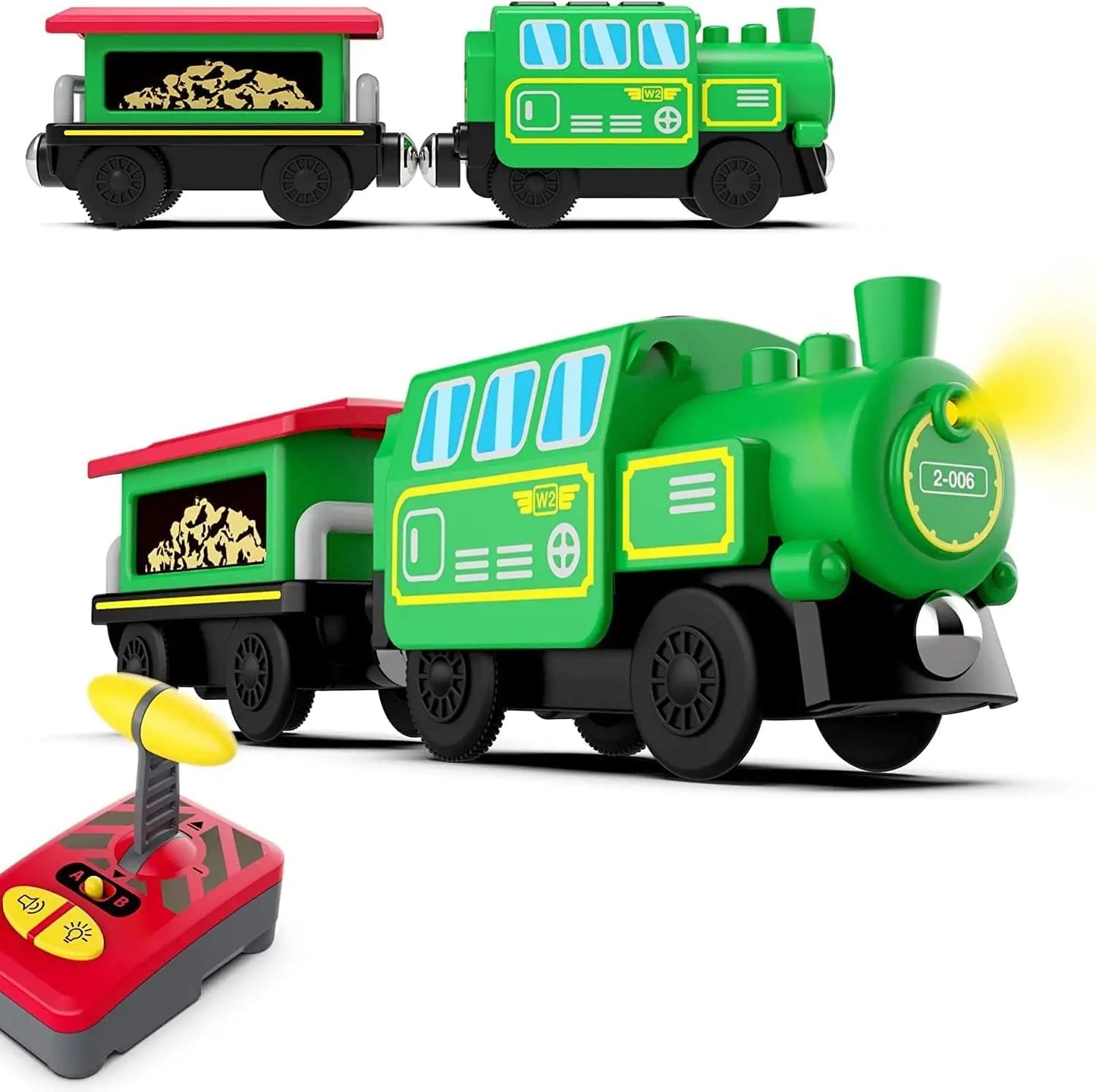 Motorized Train for Wooden Track, Battery Operated Locomotive Train, Remote Control Train for Track Set, Powerful Engine Train