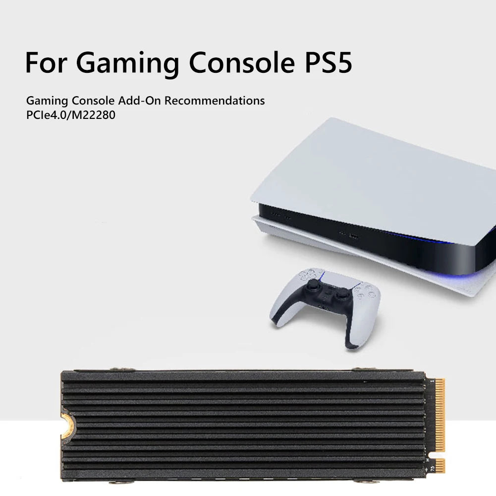 M.2 2280 SSD Radiator Heat Sink NVME NGFF Heat Cooler Radiator Aluminum Alloy with Thermal Silicone Pad for PS5 Game Console