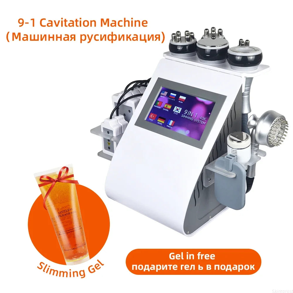 9 in 1 40K Ultrasonic Cavitation Machine Vacuum Lipo Lase Slimming Burn Fat Lift tighten Skin Tighten Spa  Body shaping Massage