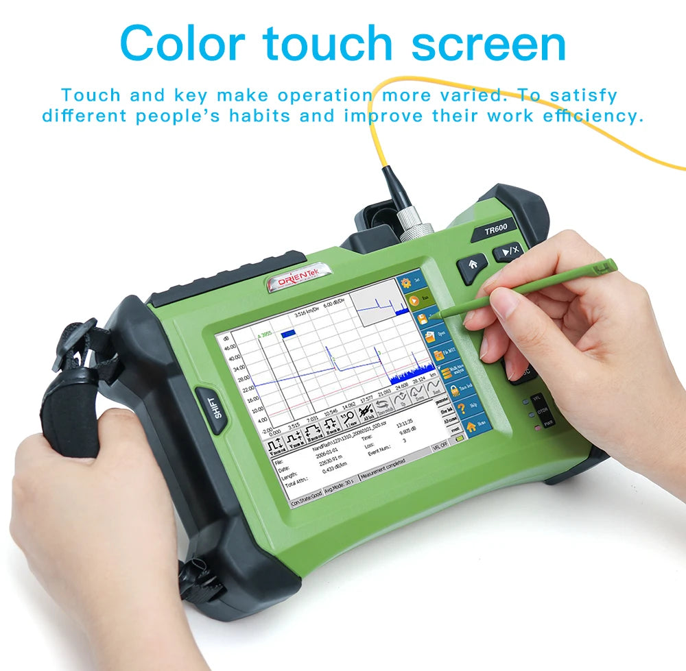 FTTH Fiber Optic Tester 1310/1550nm Singlemode SM OTDR 32/30dB Dynamic Range , OrienTek TR600 SM 5.7 inch Touch Screen OTDR