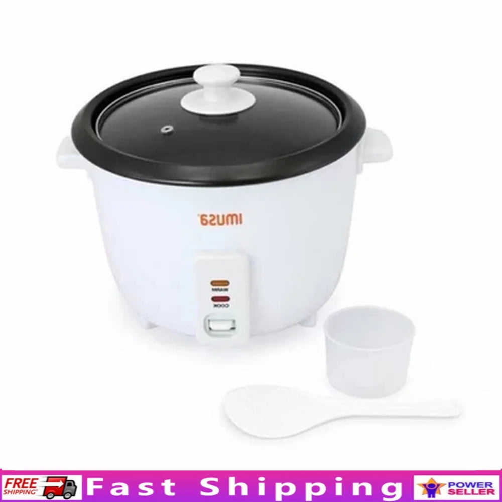 5 Cup Rice Cooker Non-Stick Ceramic Pot Cool Touch Handles Measuring Cup Serving Spoon Automatic Warm Function Compact Kitchen