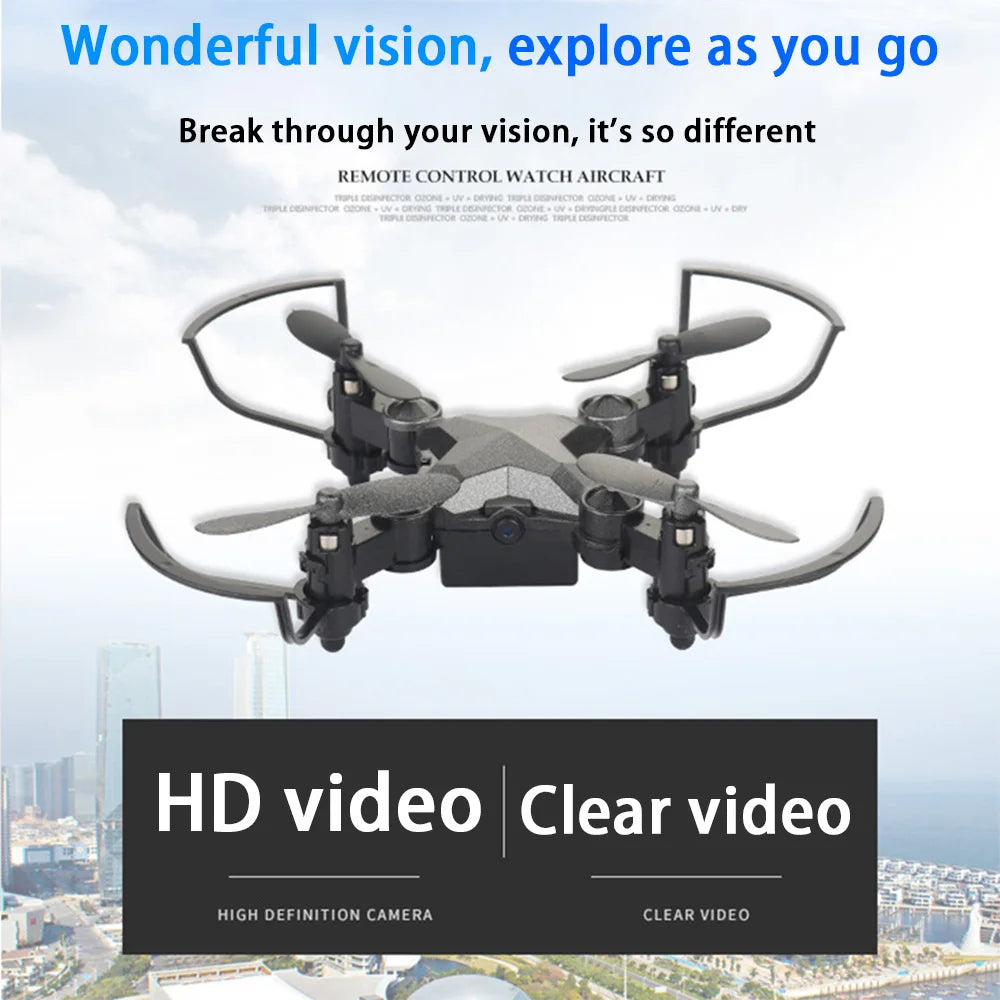 Luggage Mini Drone - High Definition Aerial Photography WIFI Four Axis Folding Remote Control Watch Sensing Aircraft Gifts