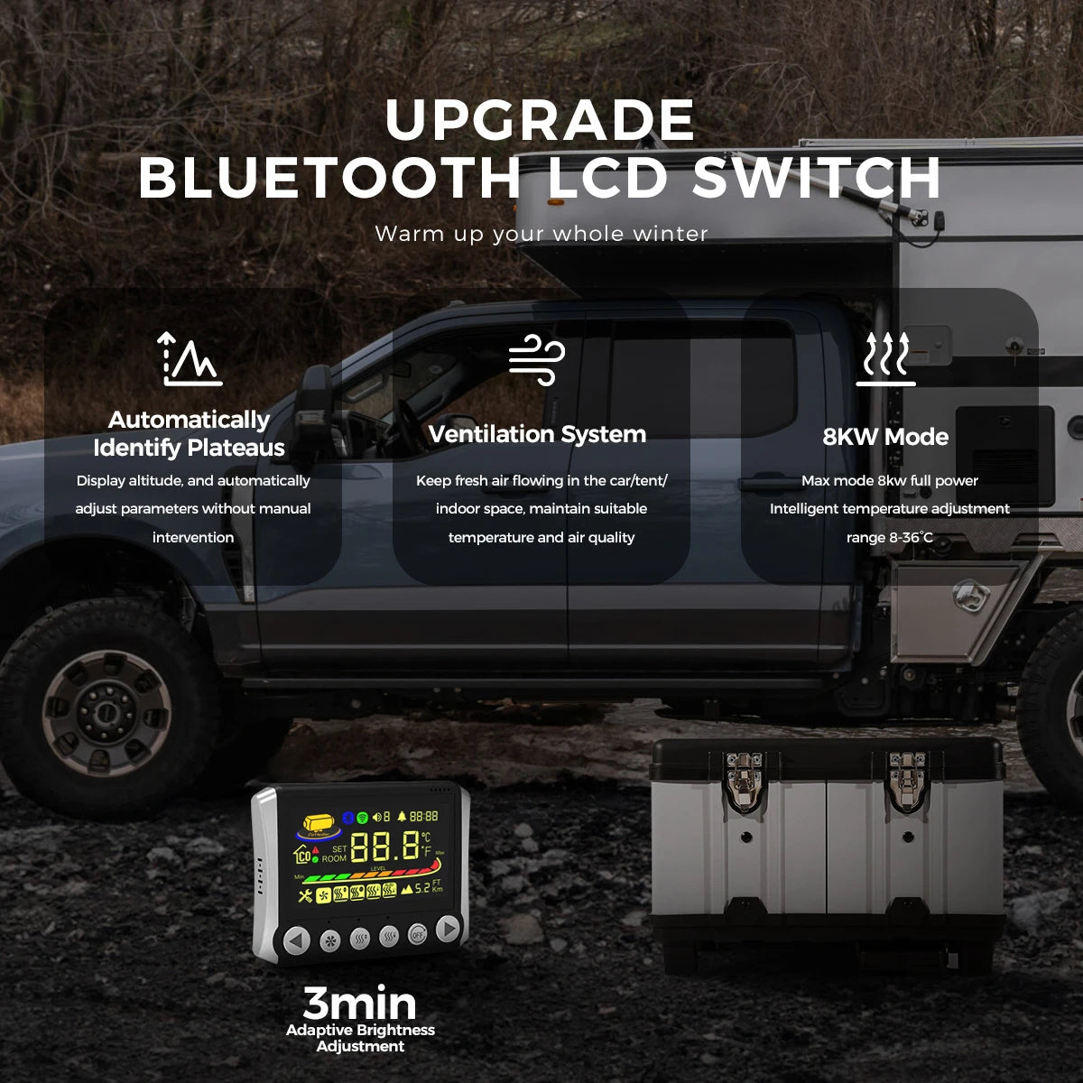 8KW Toolbox Diesel Heater 12V&24V 110-240V With High-Altitude Mode & Ventilation Mode Ultra Quiet Portable Heater For RV camper