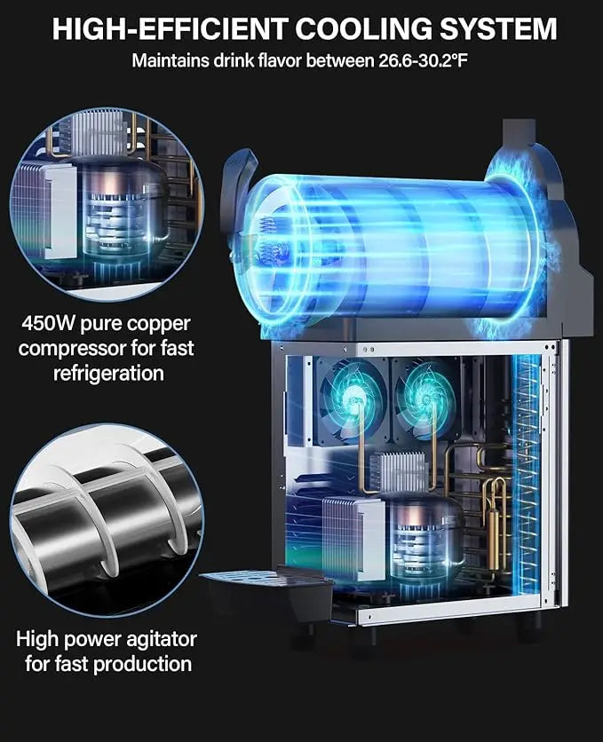 Commercial Slushy Machine, 15L/3.96 Gallon Margarita Machine, 450W Stainless Steel Smoothie Frozen Drink Maker, Self-Cleaning