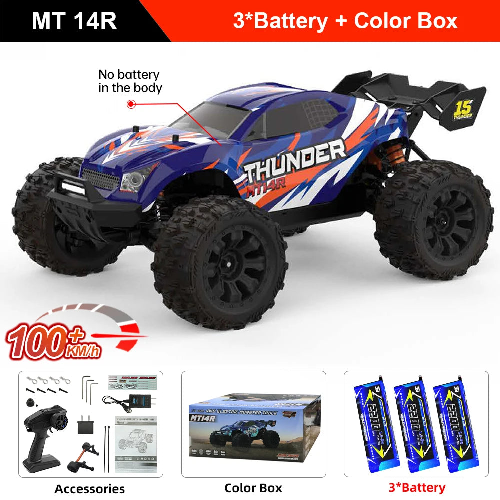 Teeggi 1:14 High Speed Rc Off-road Car 4WD 100KM/H Brushless motor 3S Remote Control Drift Racing Cars Toys For Childrens Gift