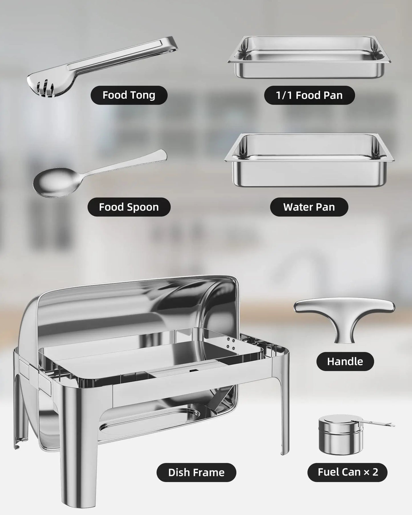 Rectangle Chafing Dish 2 Packs w/ Full Size Pans Buffet Catering Warmer Server Folding Stand Fuel Holder Tray Catering Warmer