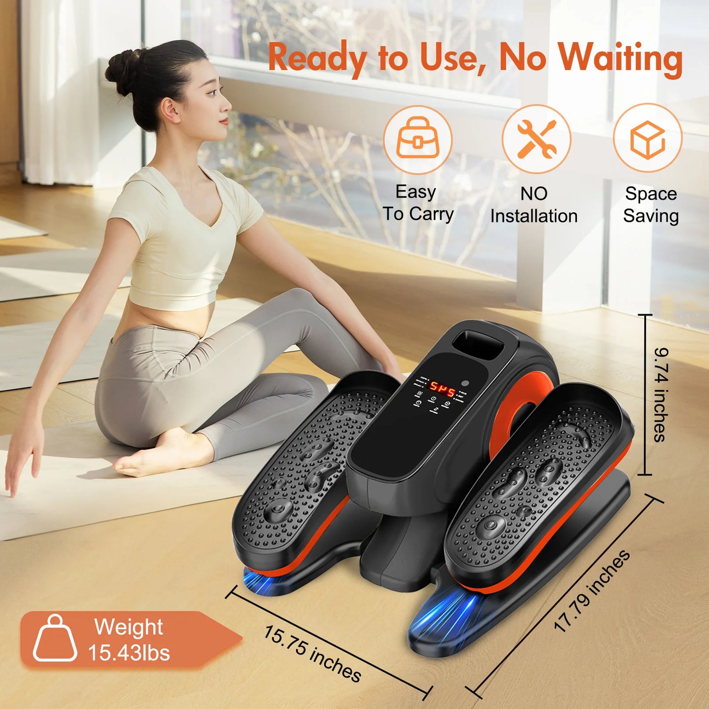 Under-Desk Elliptical Machine Seated Electric Pedal Exerciser LED Display 3 Auto Modes and 15 Speed Levels  for Seniors Adults